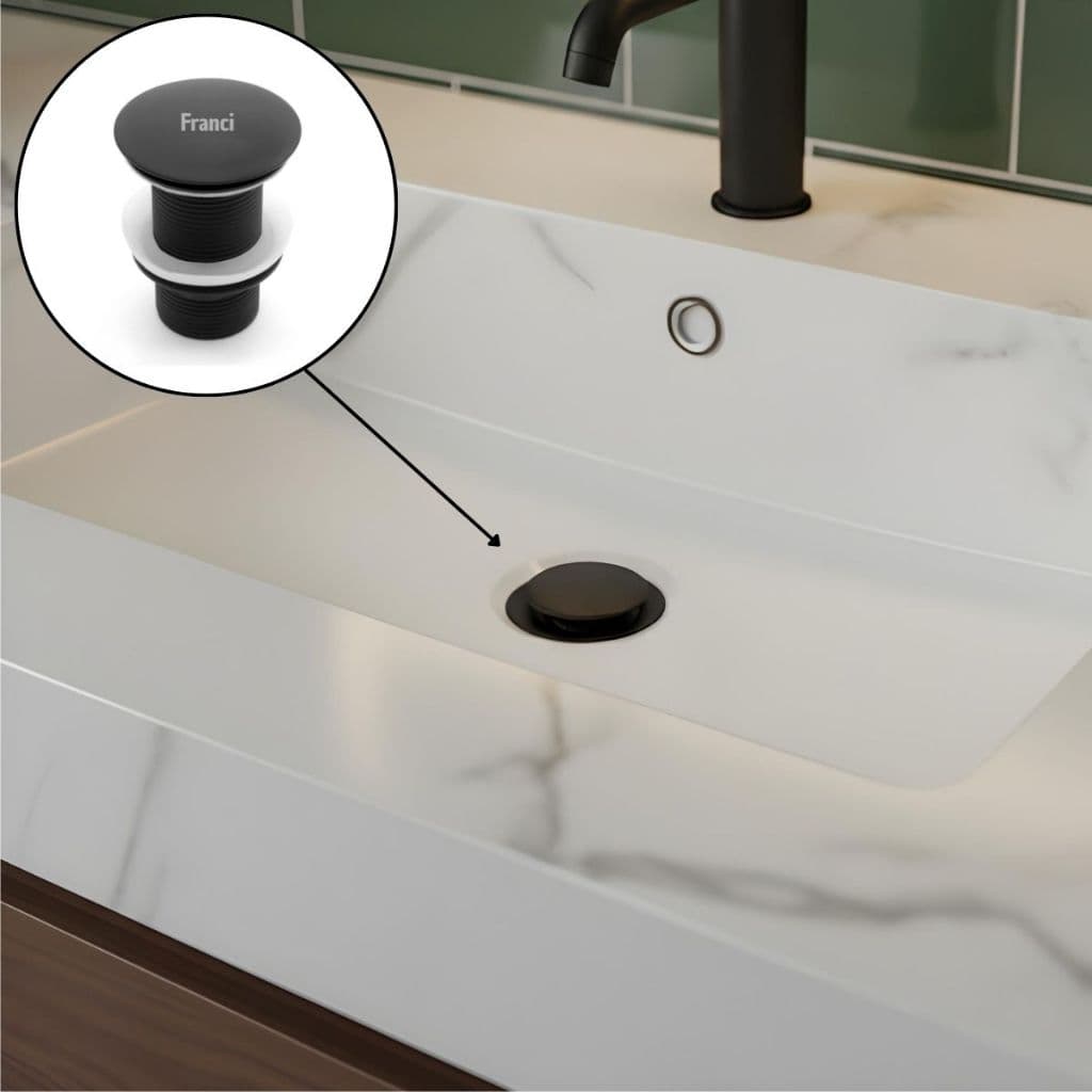 Válvula Click Ralo Inteligente Preto Aço Inox Escoamento Cuba Pia 29mm (7/8" ) Modelo Lisa