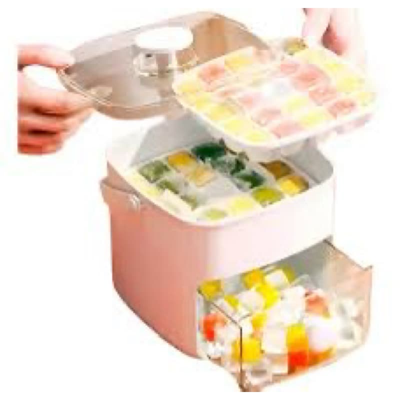 Dispenser De Gelo Bandeja Caixa 48 Cubos Com Gaveta Botão Solta Gelo E Pegador Luxo