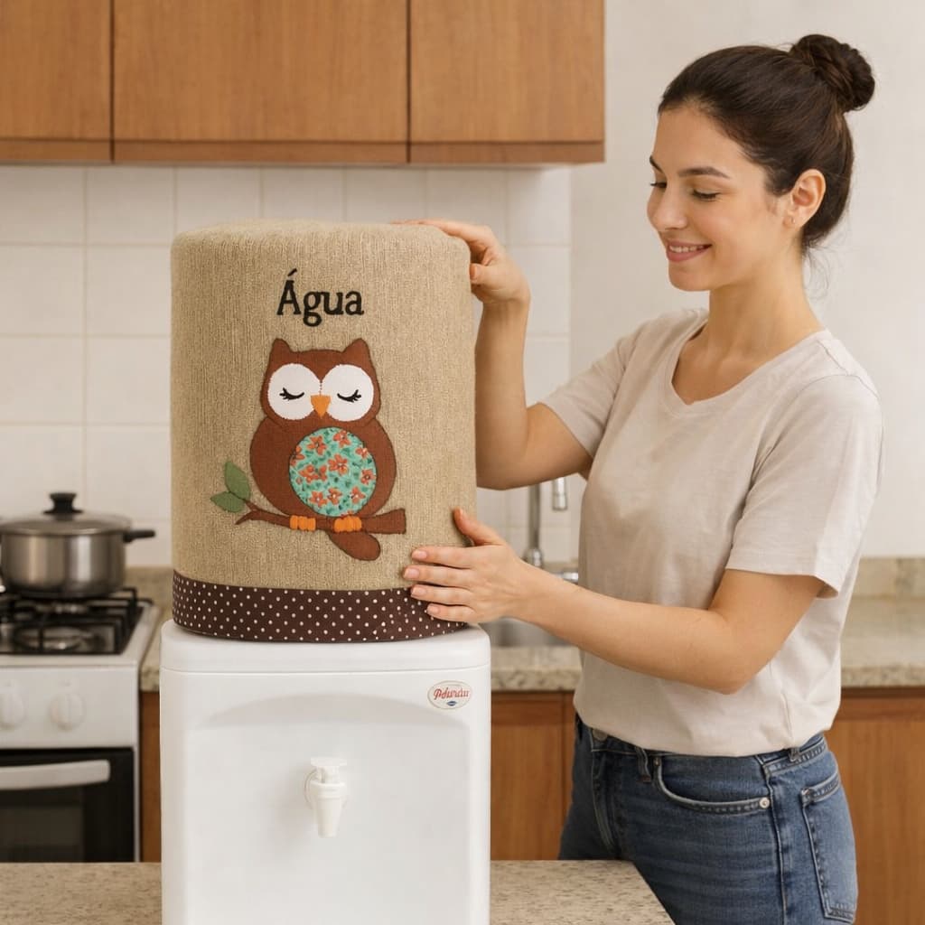 Capa para Galão de Água Bordada com Babadinho – 20L em Gorgurinho