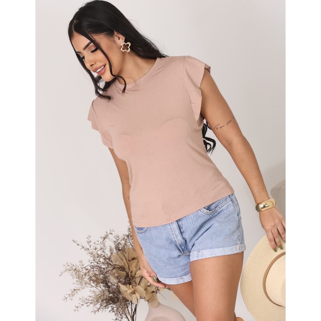 Blusa Feminina Muscle Tee Blusinha Casual Moda Elegante Basica 36 ao 48 Camisa manga curta morcego