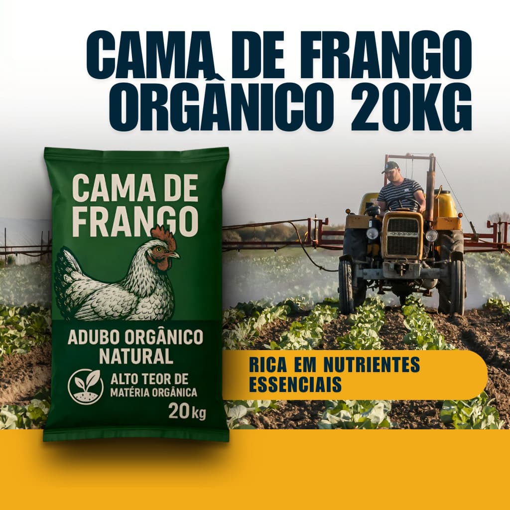Cama de Frango 20kg Esterco de Galinha Adubo Orgânico para Solo Fértil Hortas Jardins Lavouras Agro