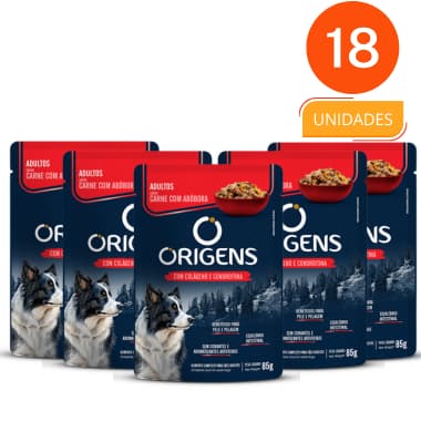 CAIXA 18 UNIDADES - SACHE ORIGENS CARNE COM ABOBORA  - ADULTOS