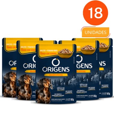 CAIXA 18 UNIDADES - SACHE ORIGENS FRANGO COM CENOURA  - ADULTOS