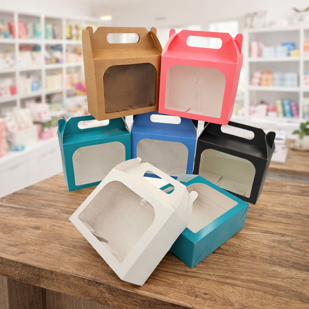 🎀 Caixa Maleta com Visor para Doces Cosméticos Kits Presenteáveis 15x12x6