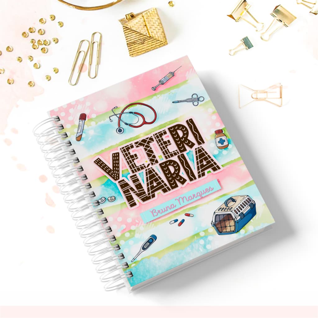 Caderno Veterinária – A5 – 200 Páginas – Personalizado com Nome