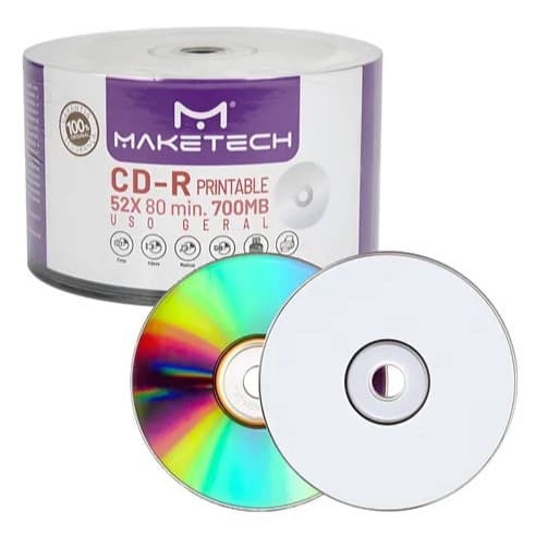 Mídia CD-R Maketech Printable 52X 80MIN 700MB pino c/50 unidades