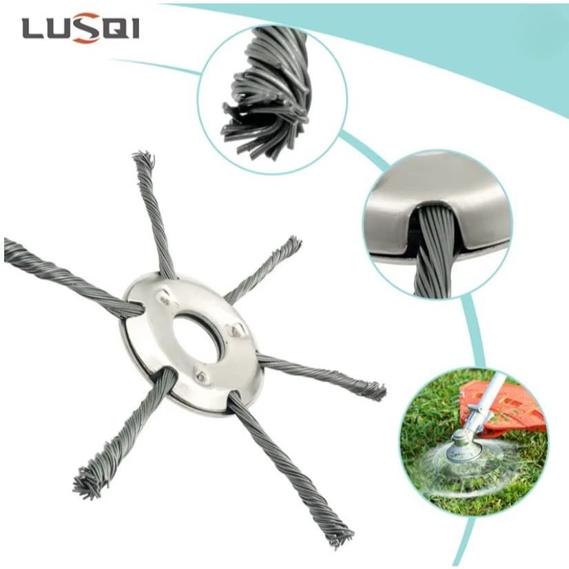 Cabeça de fio de aço jardinagem, aparador de grama, universal, escova de ervas daninhas, eixo reto, remoção de roçado