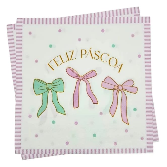 Guardanapo De Papel Feliz Pascoa Laços Cromus Colorido