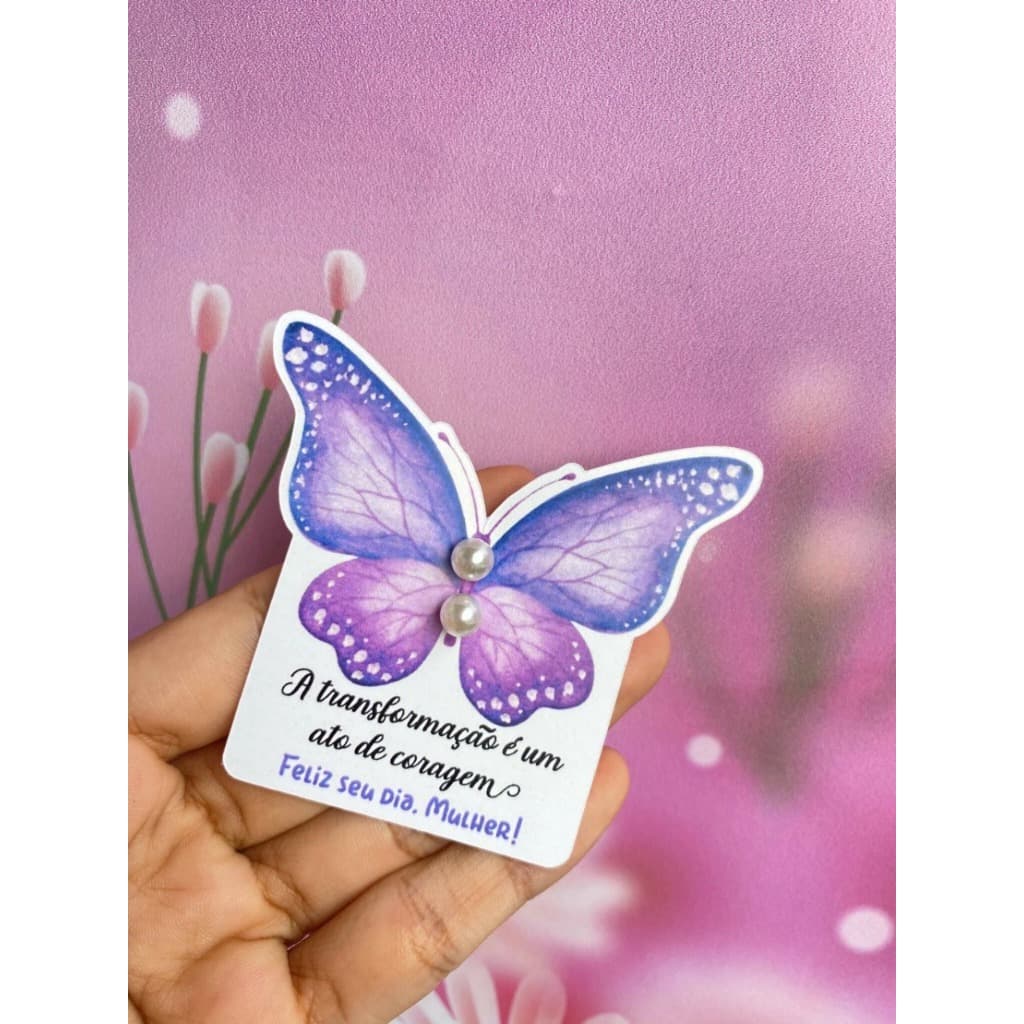 50 LEMBRANCINHA CLIENTE TAG BORBOLETA +BRINCO PEROLA