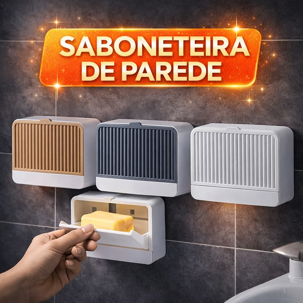 KIT até 2 Saboneteira de Parede com Bandeja Drenagem – Porta Sabão para seu Banheiro ou Lavanderia
