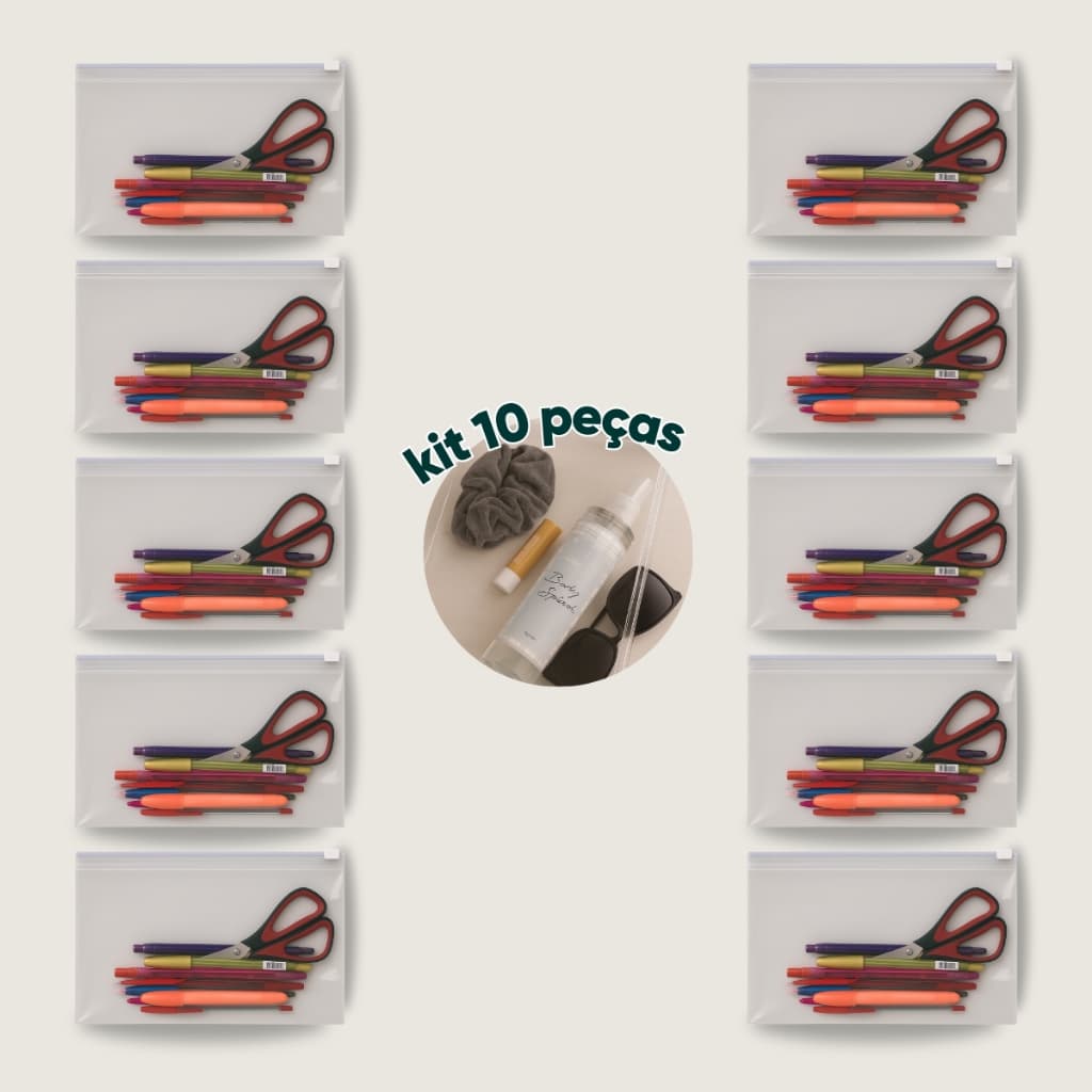Kit 10 Pasta Zip Zap Organizadora Multiuso Estojo A5 M 26x18