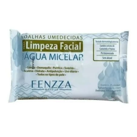 Lenço Demaquilante Fenzza Remove Maquiagem Rápido Limpeza Facial Prática Sem Enxágue