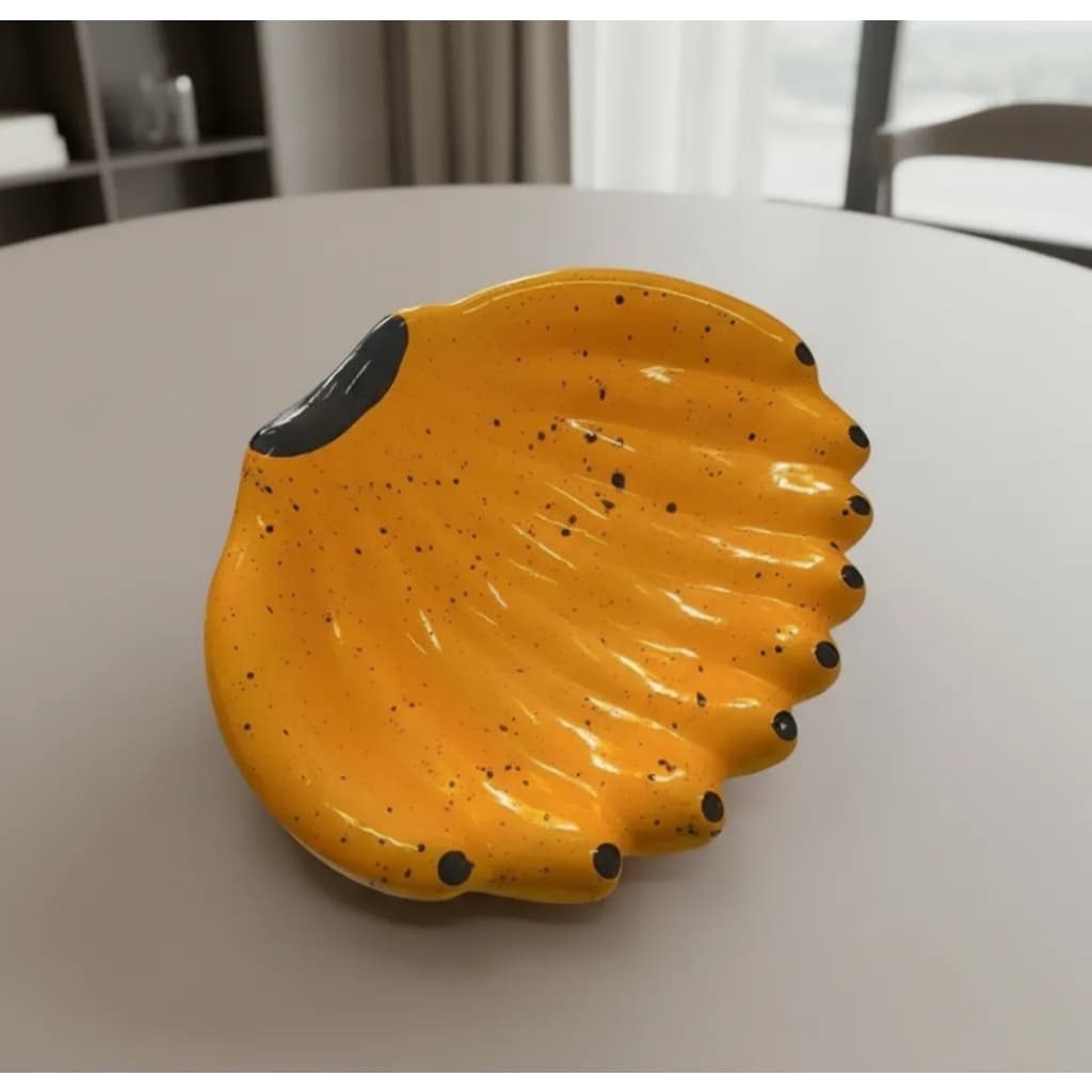 Fruteira cacho banana centro de mesa cerâmica artística bananeira