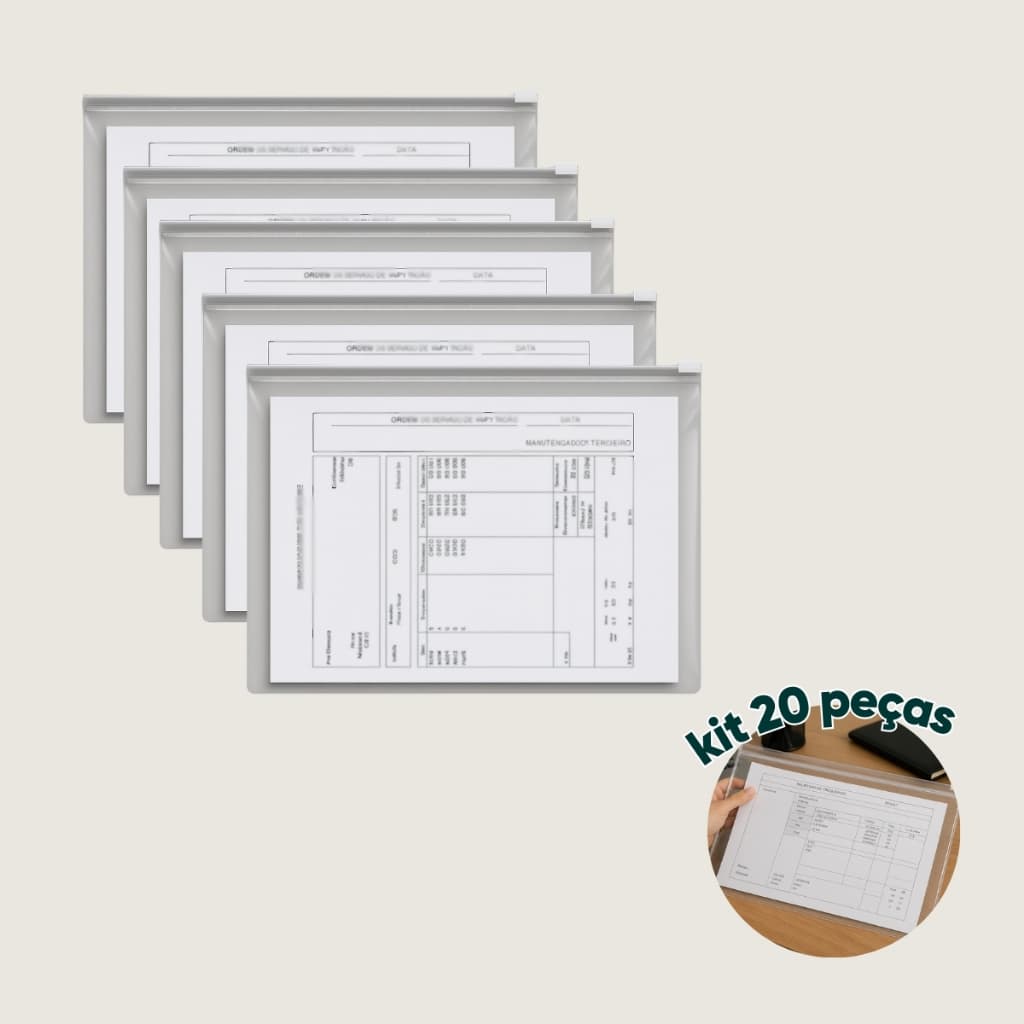 Kit 20 Pasta Zip Zap Organizadora Multiuso Estojo A4 G 33x24