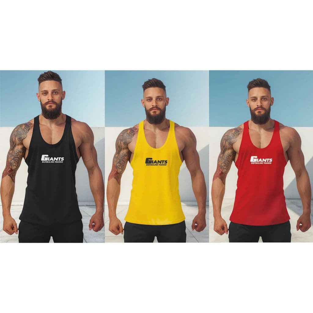 Kit 3 Camisetas Regatas Masculina Giants Musculação Cavada