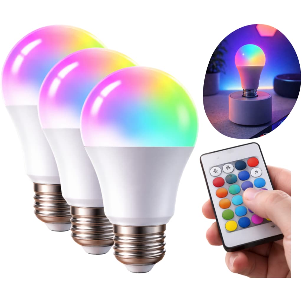 Lâmpada Led Rgb 16 Cores Com Controle Colorida 9w 110v/220v