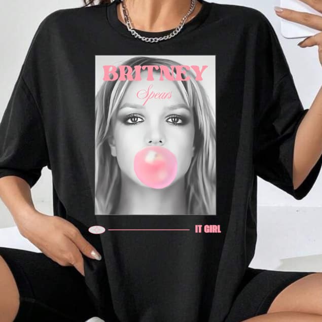 Camiseta Britney Spears Pop Anos 2000 T shirt Feminina Moda Pop Algodão Penteado