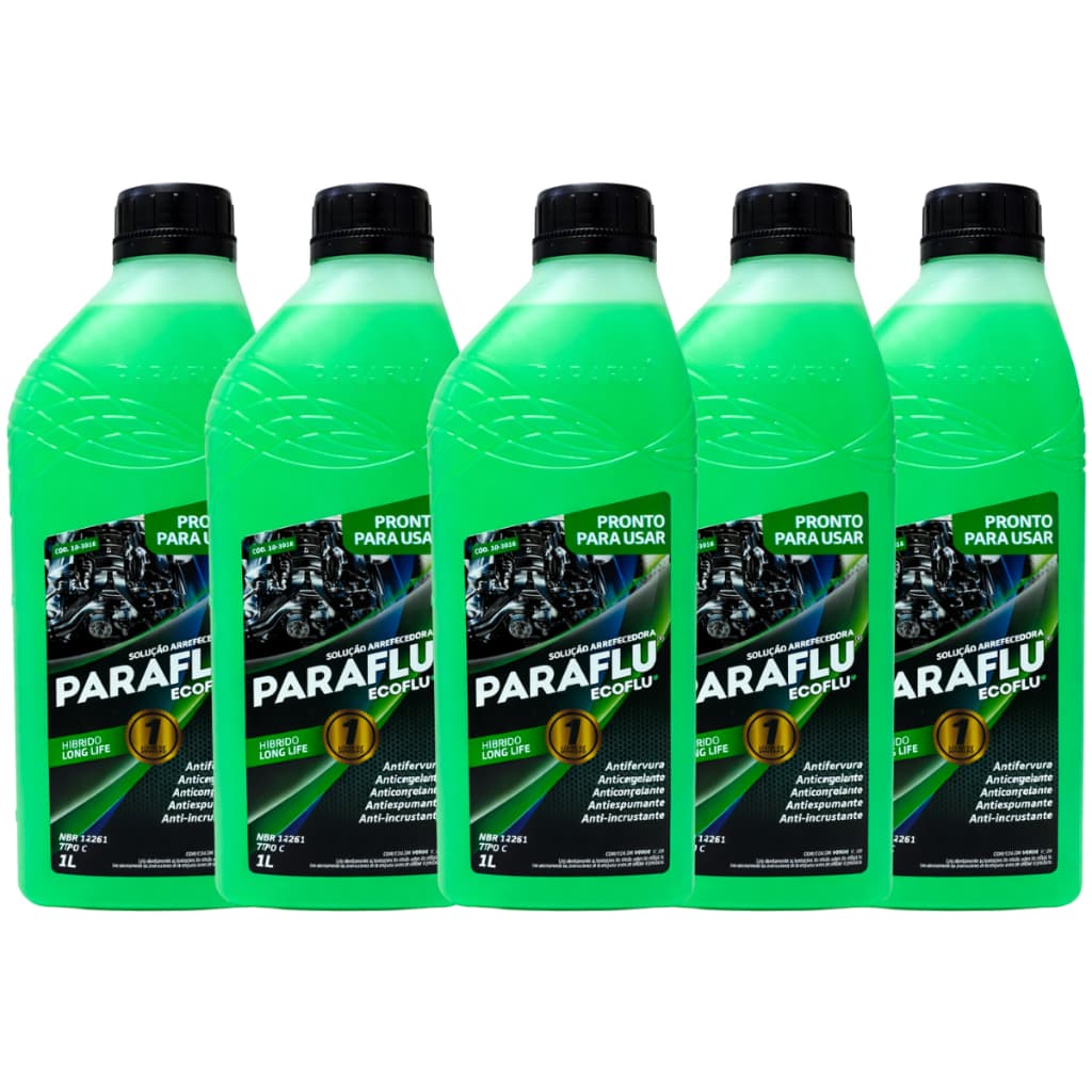 Kit 5 Aditivos Radiador Paraflu Verde Biohibrido Pronto Uso
