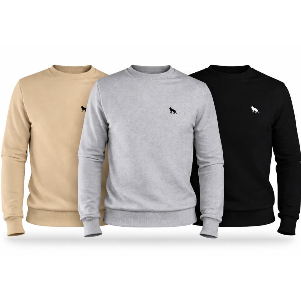 🐺 Moletom Masculino Minimalista Gola Redonda Premium | Blusa de Frio Estampa Lobo