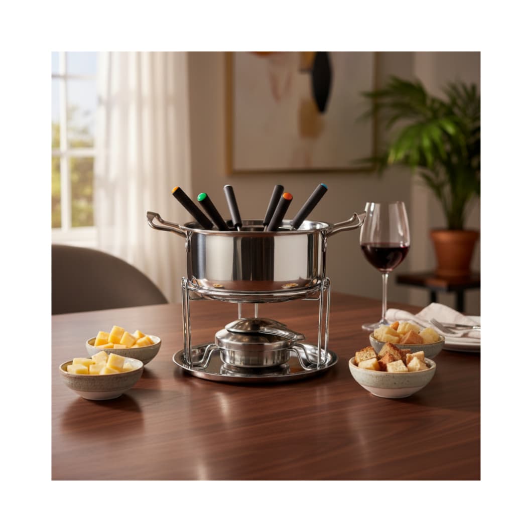 Kit Conjunto Fondue 11Peças Completo Inox Doce e Salgados