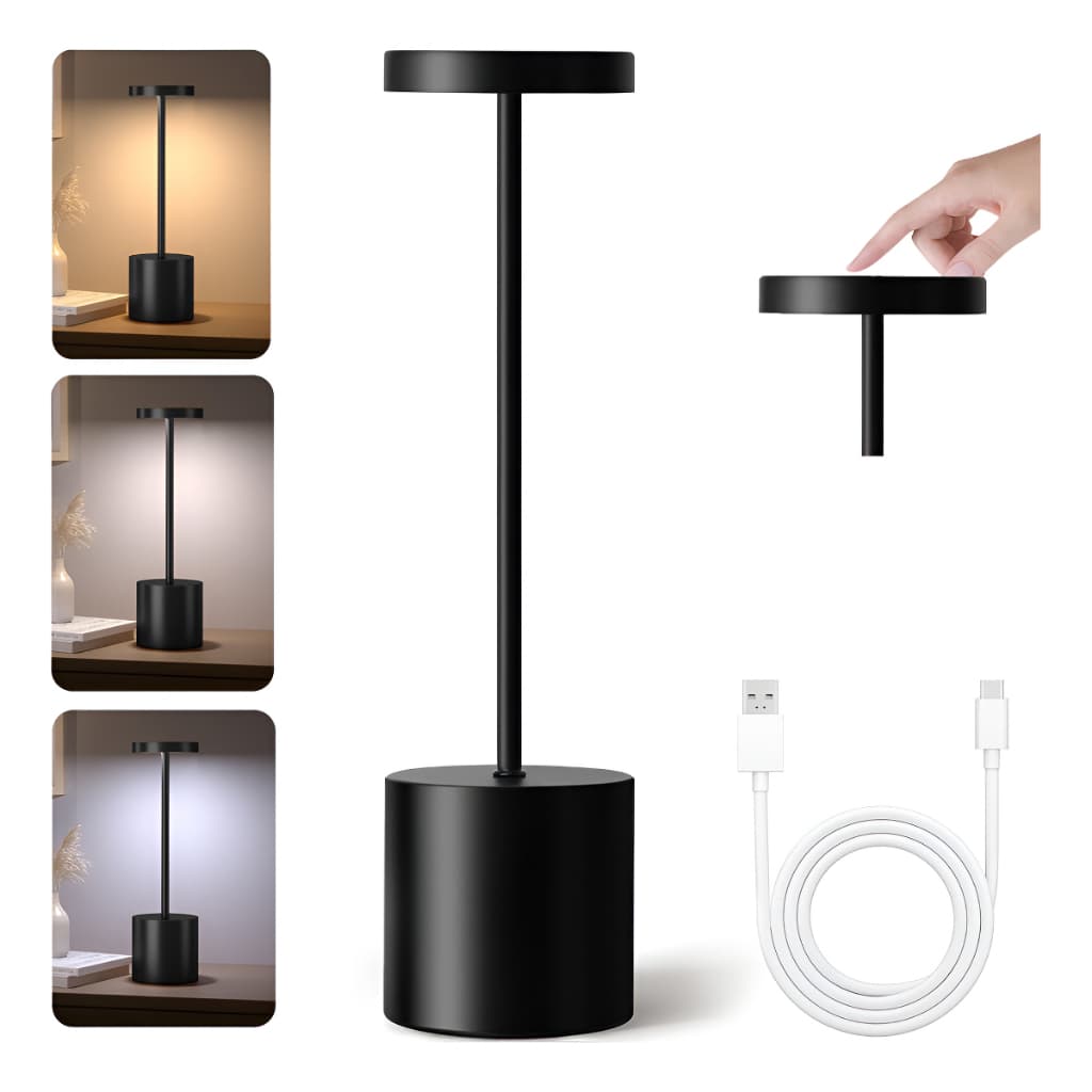 Luminária de Mesa LED Dimerizável, Sem Fio, Recarregável e Estilosa para Qualquer Ambiente
