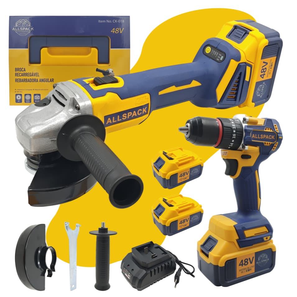 ALLSPACK CK-018Kit Parafusadeira De Impacto + Esmerilhadeira  Brushless