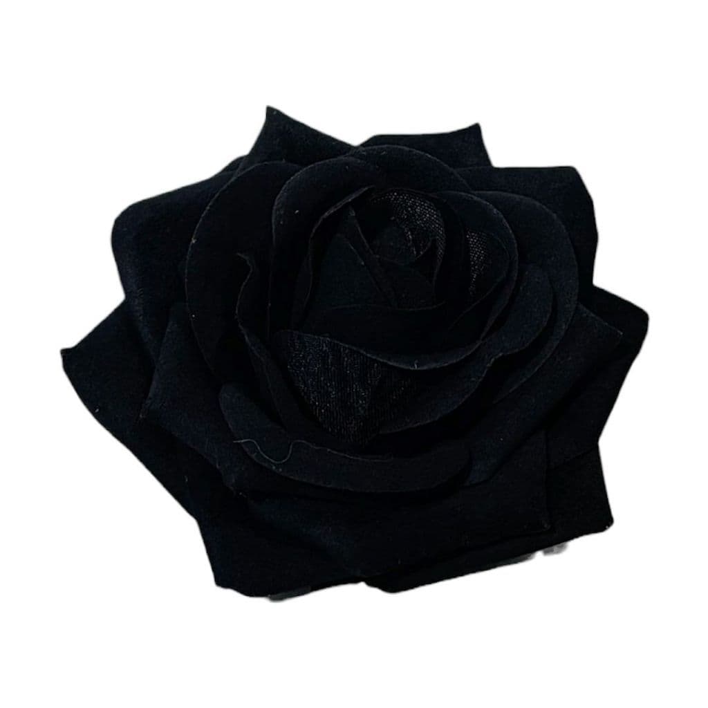 Flor Rosa Preta De Veludo Para Cabelo Acessório Umbanda
