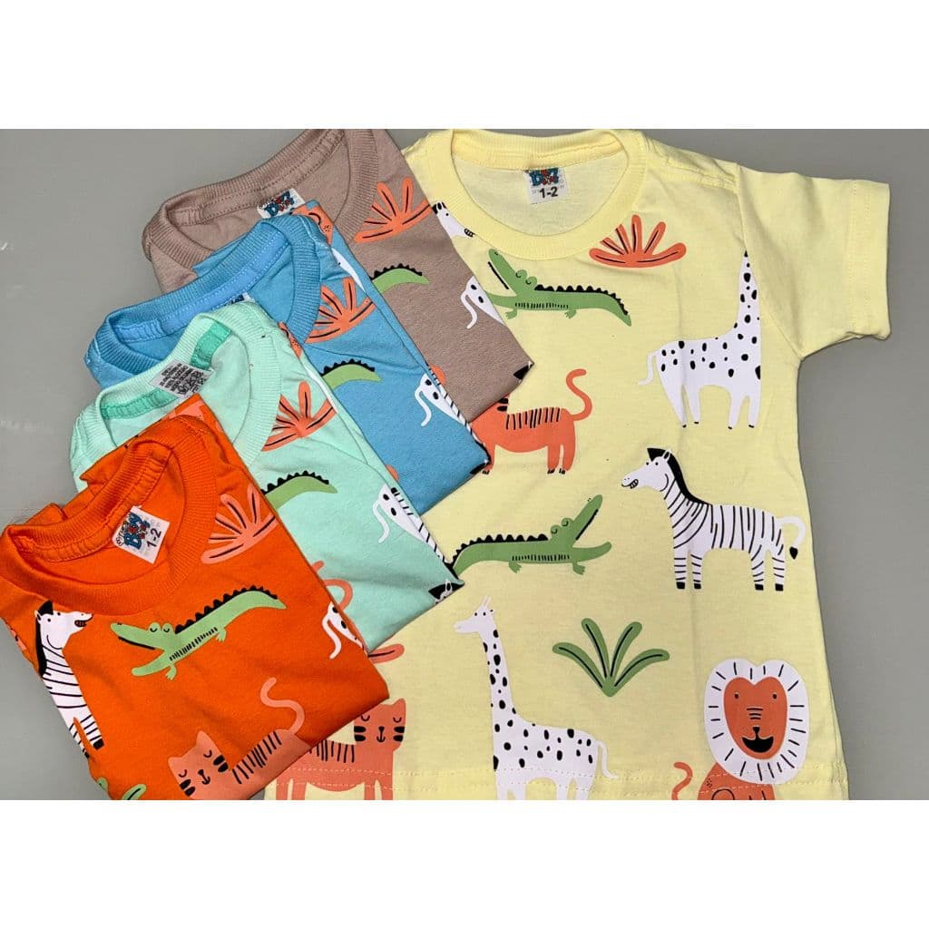 Camisa Infantil Masculina  Safari Variadas  Malha algodao Tecido fio 30 Leve 1 ao 6 anos