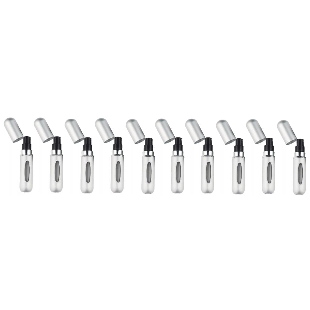 Kit 10 Porta Perfume Recarregável Prata Frasco Portátil 5ml