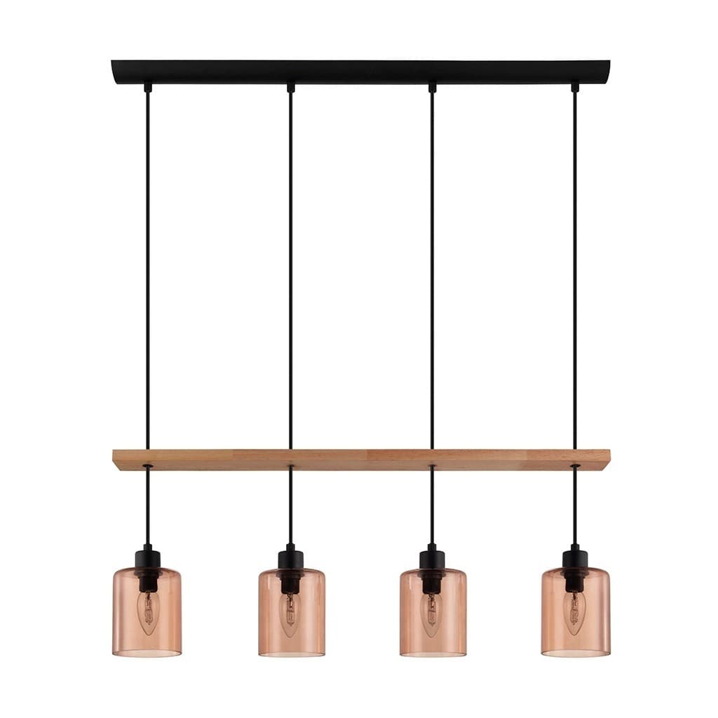Pendente Vidro Bronze 4 Luzes E14 Decorativo 775x100x1100mm