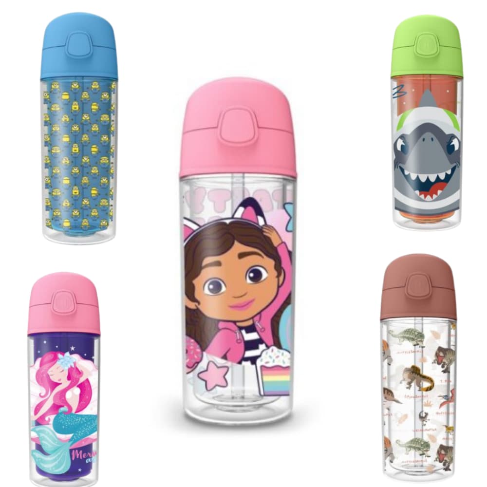 Garrafa de Água infantil para criança com canudo Garrafinha de agua para escola Squeeze