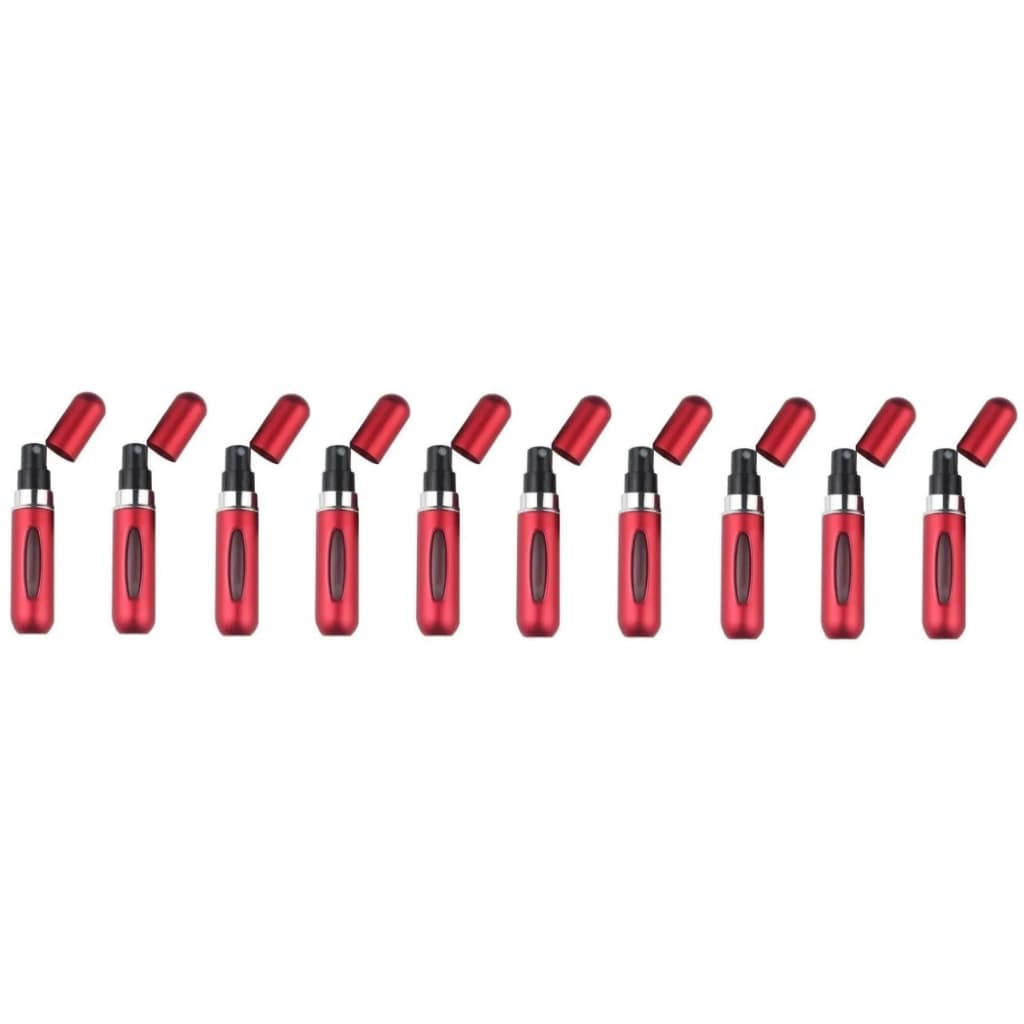 Kit 10 Porta Perfume Recarregável Vermelho Frasco Portátil 5ml