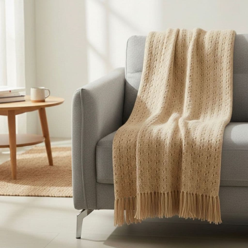 Manta Boho Para Sofá Gigante Decorativa Croche Tricot 2,90x2,70