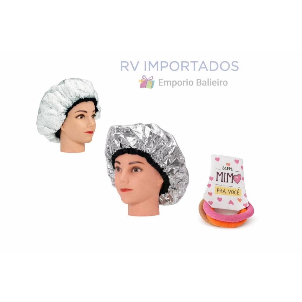 Kit 2 Toucas Beleza Metal c/ Isopor e Metalizada Para Hidratação e Beleza +1 Mimo