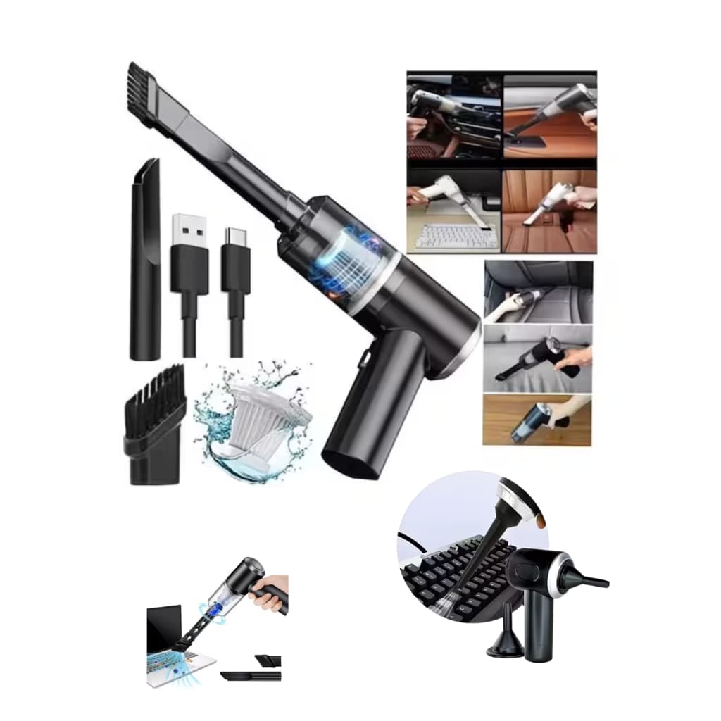 Aspirador  portátil sem fio  4 em 1 mini aspirador automotivo soprador ar limpeza carro teclado casa recarregável