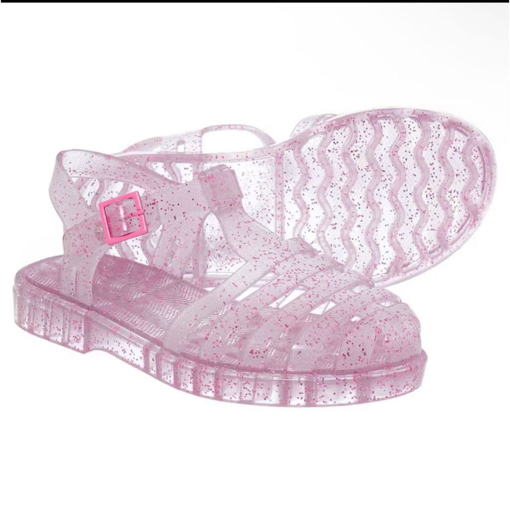 Sandália Infantil Feminina Emborrachada de Fivela - Menina Glitter e Lisa