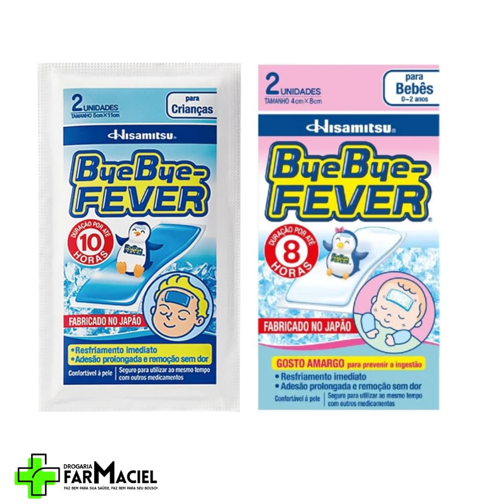 Adesivo Bye Bye Fever para Bebês e Crianças com 2 unidades - Adesivo para Alívio da Febre e da Dor
