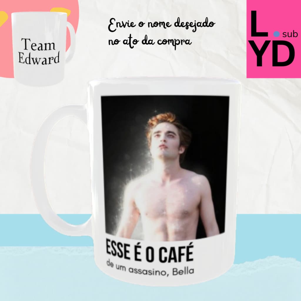Caneca Porcelana Edward Cullen Xícara Porcelana Team Edward Caneca Personalizada Crepúsculo