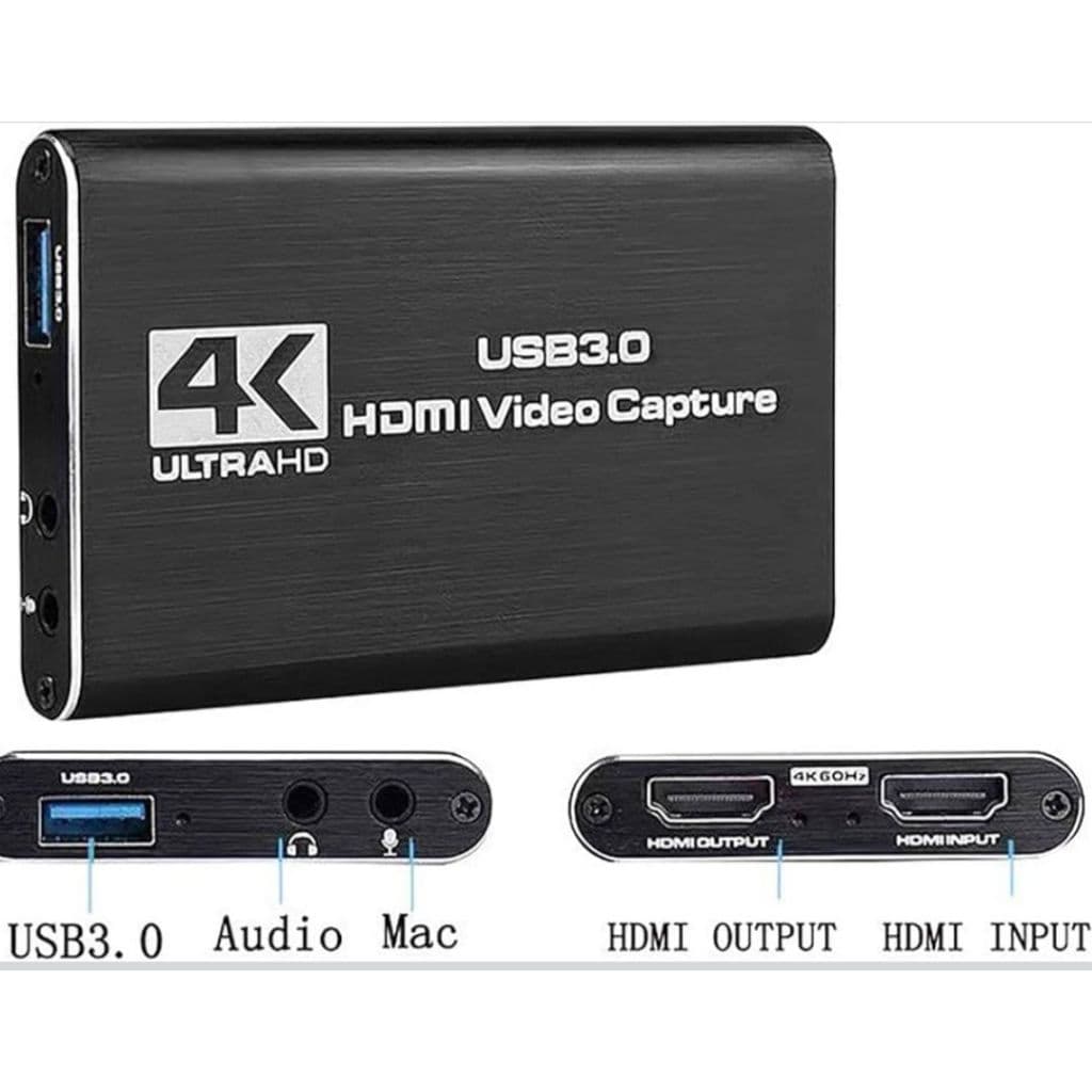 Placa Captura Vídeo 4K USB 3.0 c/ Entrada Microfone e Saída Áudio – Streaming Profissional