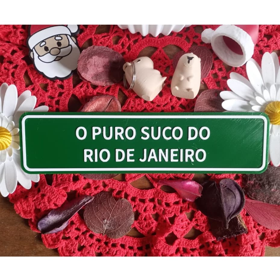 Placa decorativa Rio de Janeiro 20x5cm Plaquinha PLA  frases divertidas Escrita em Relevo CARIOCA