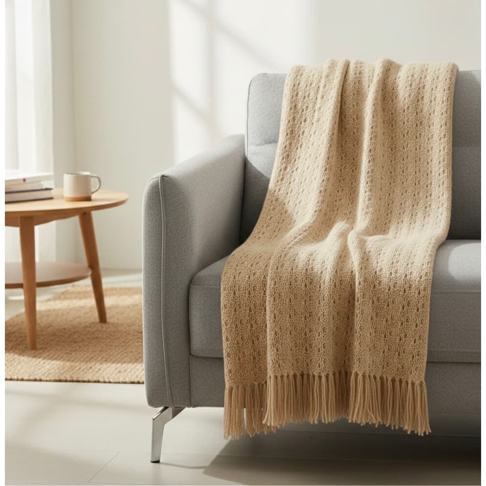 Manta Boho Para Sofá Gigante Decorativa Croche Tricot 2,90x2,70