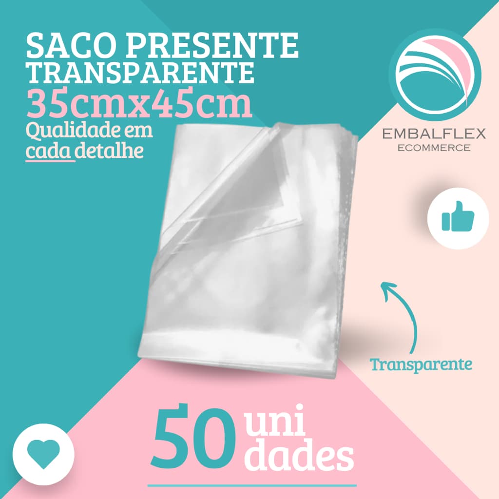 50 Sacos de Presentes Celofane Transparente Cestas Kits 35x45cm