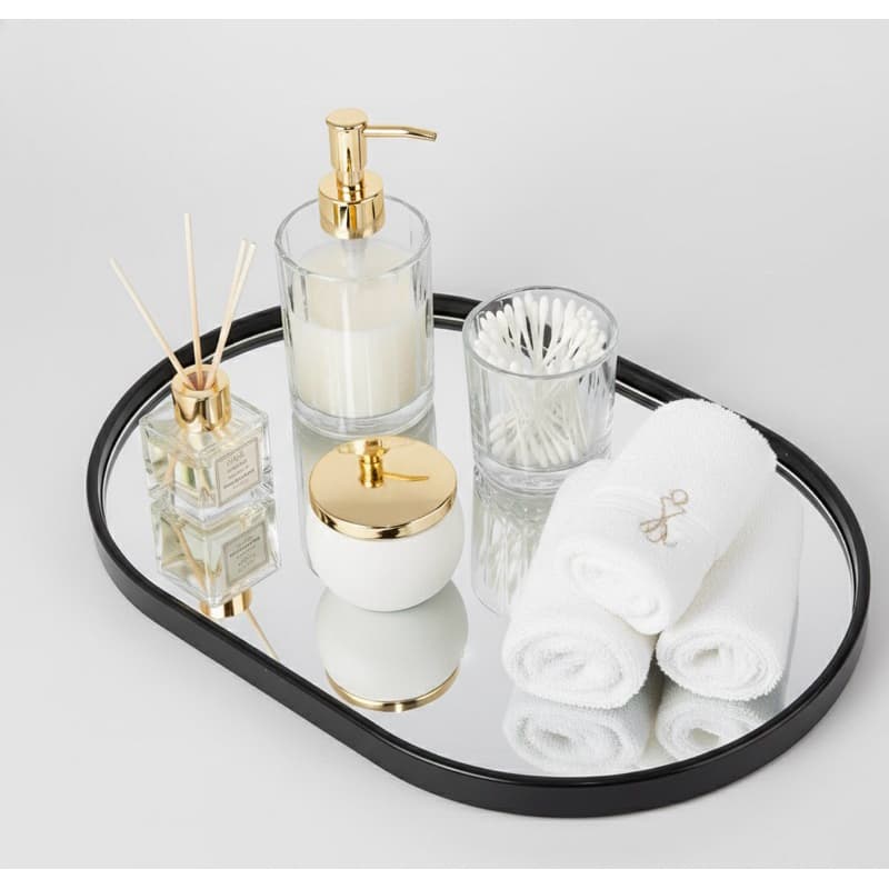 Bandeja Decorativa para Banheiro Espelhada com Borda de Plástico | Bandeja para Decoração | Decoração Banheiro