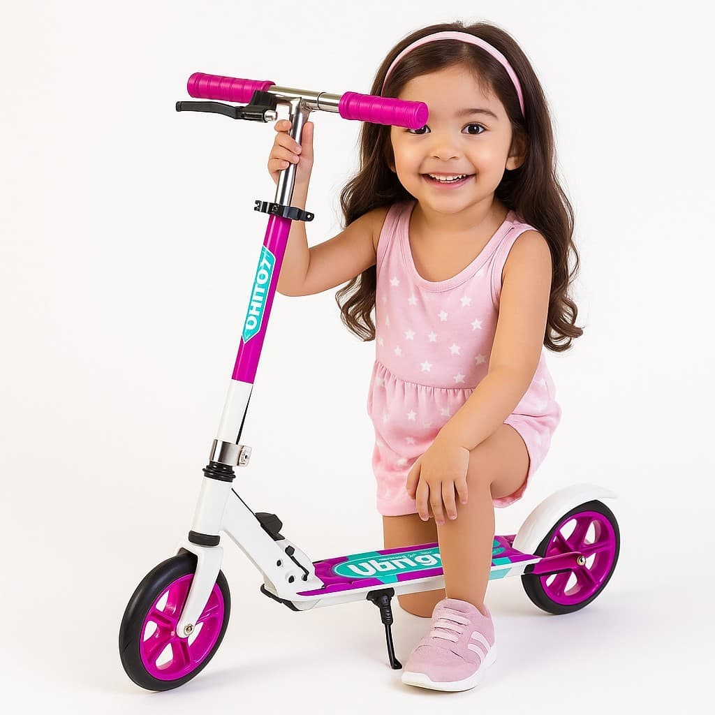Patinete Infantil Dobrável Rodas Grandes Branco Leve Portátil Seguro