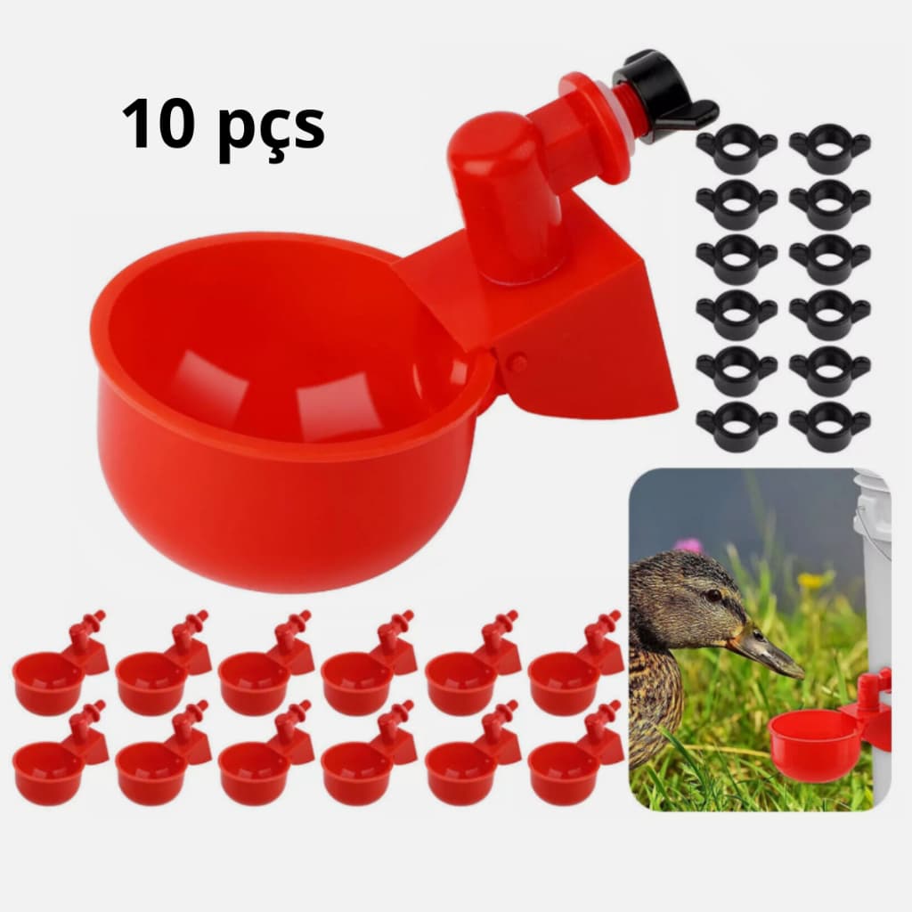 kit Bebedouro Automático Copinho Para Galinha Aves Galo Frango Pato Pintinho