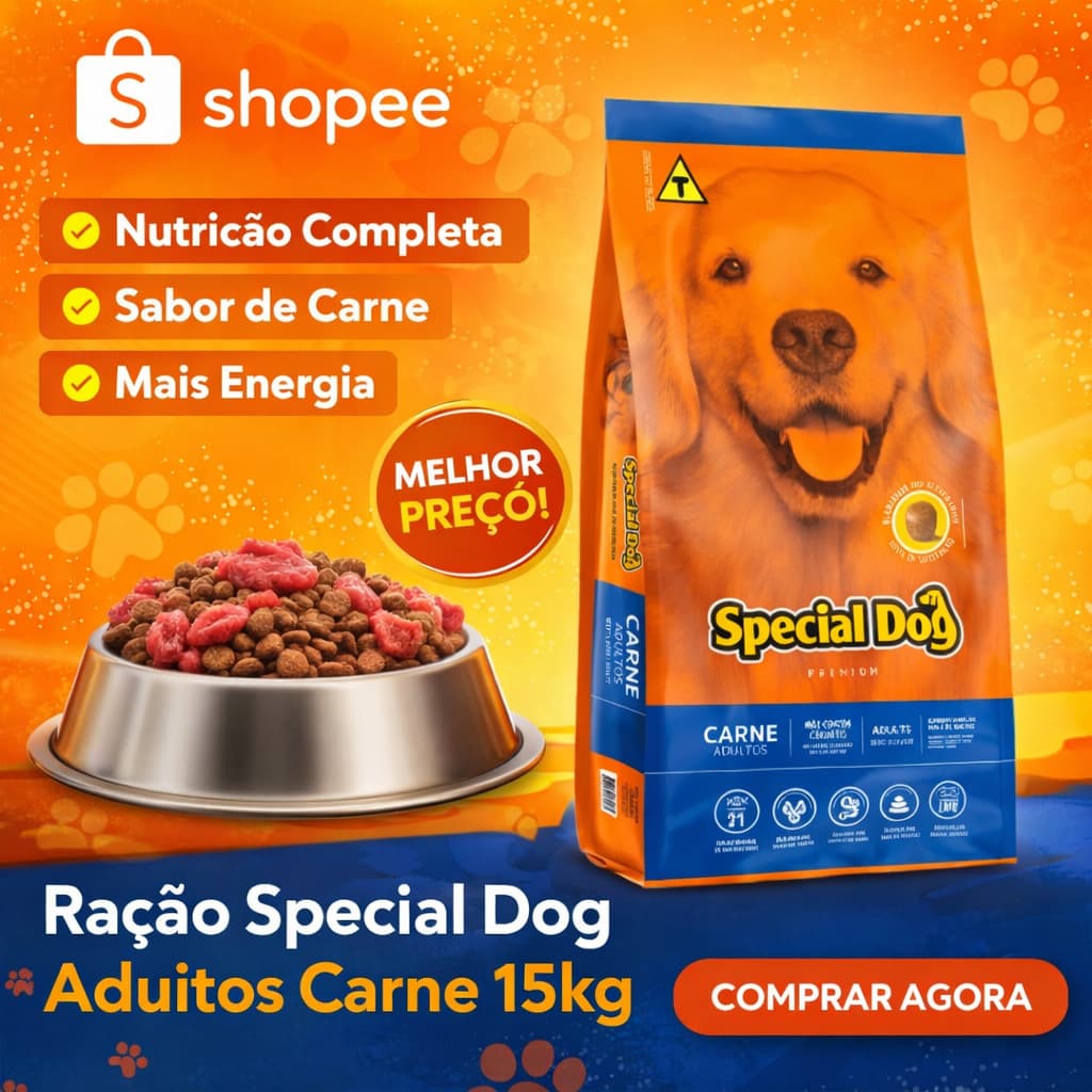 Special Dog Cães Adultos Carne 15kg – Alimentação Balanceada e Cheia de Energia