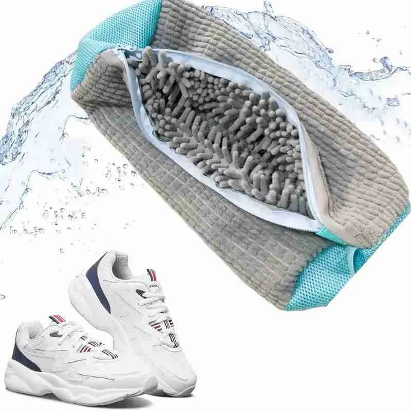 Kit 2 Sacos Lava Tênis Premium Chenille Para Máquina - Protege e Limpa Sem Esforço