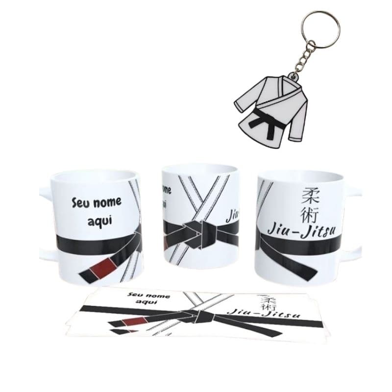 Caneca de Jiu-jitsu faixa preta com Chaveiro