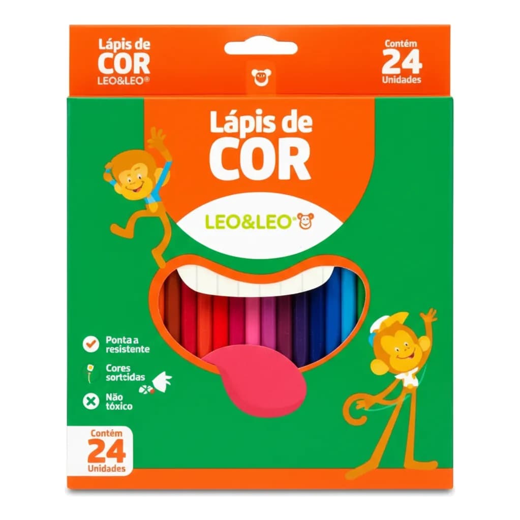 Lápis De Cor Para Desenhar Escola Colorir 24 Cores Leo E Leo