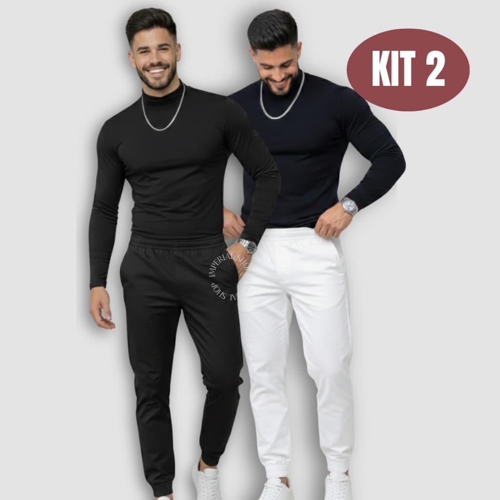 Kit 2 Calça Jogger Masculina Plus Size Gabardine Punho Enfermagem Dentista - CJ